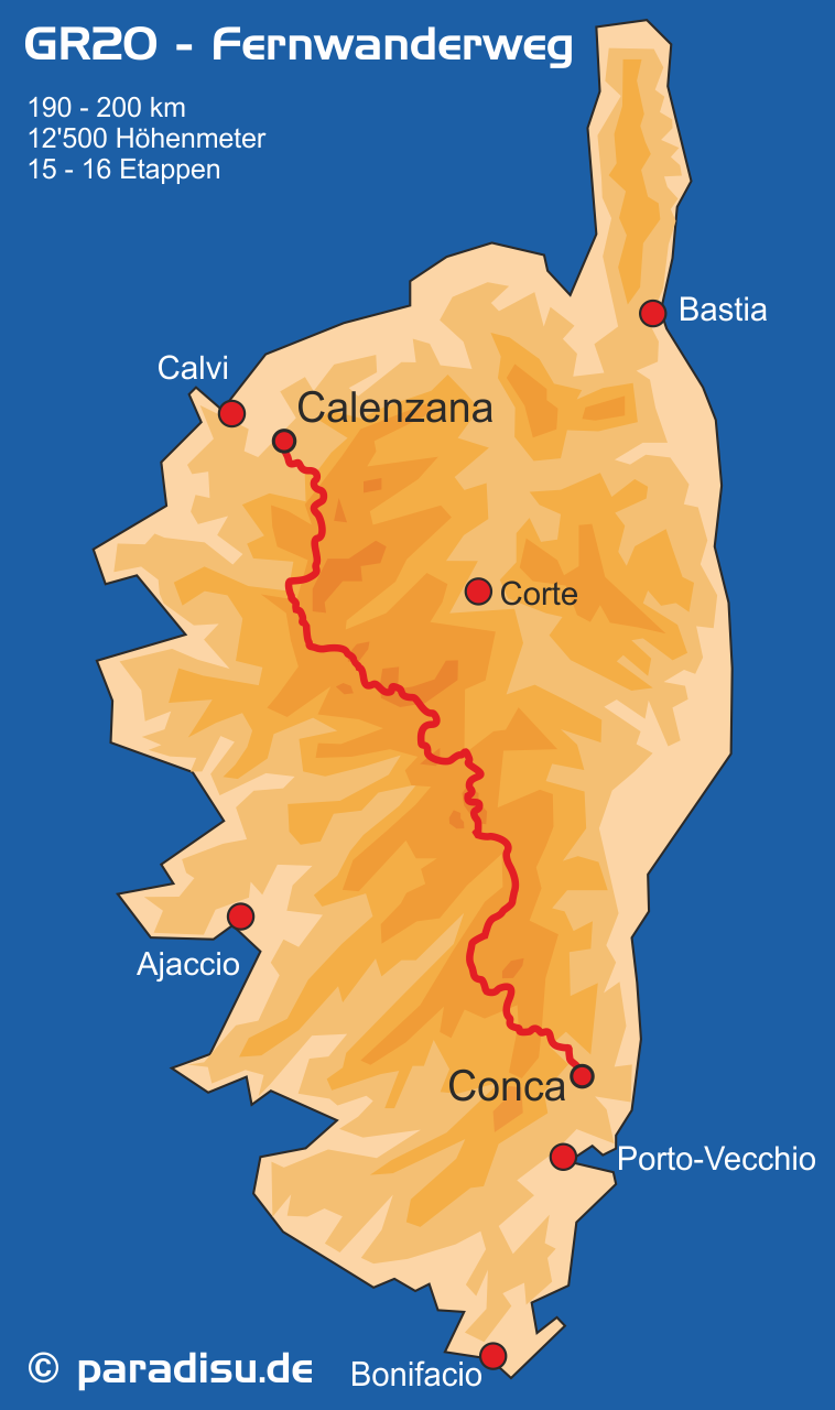 Korsika Karte GR20