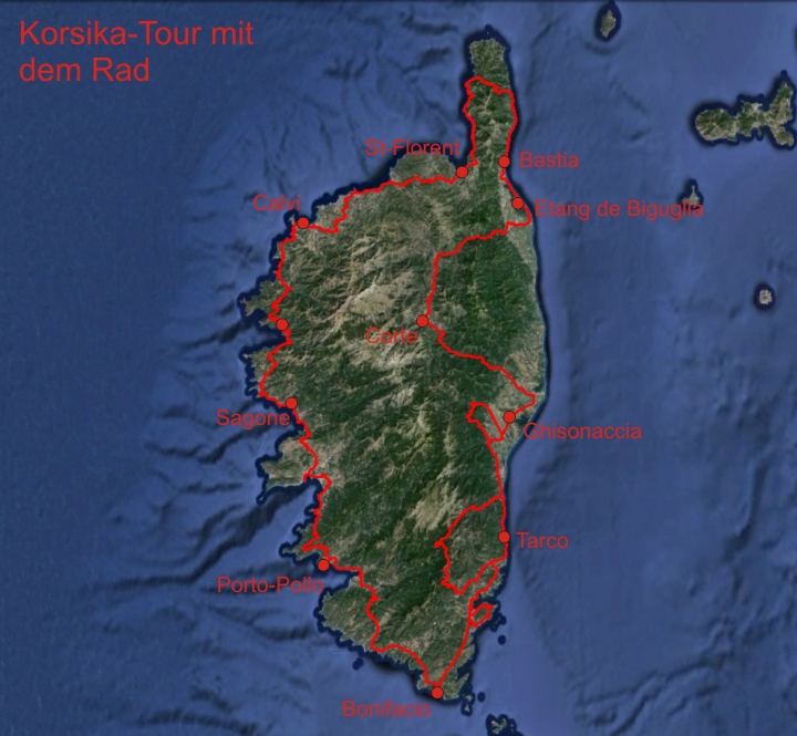 Korsika mit dem Rad Karte